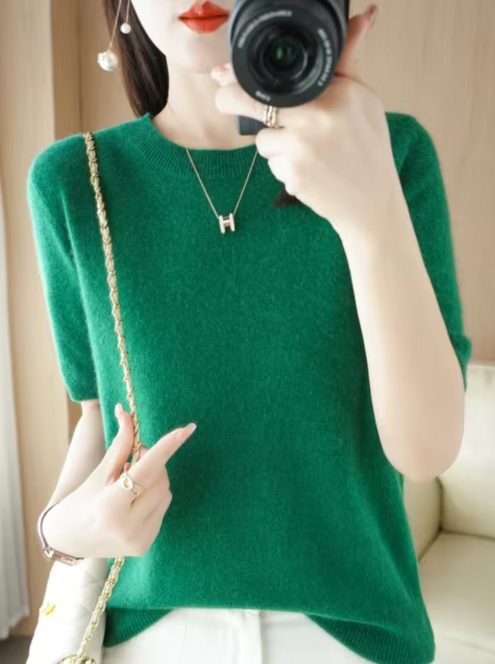 Stilla | Kortærmet Sweater I Uld Og Cashmere