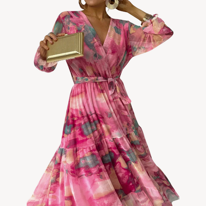 Stilla | Kvinders Chiffon Maxi Kjole Boho Wrap Aftenkjole