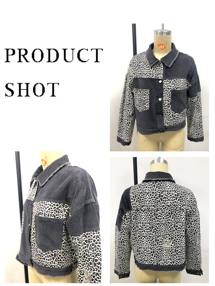 Stilla | Button Down Leopard Corduroy Jakke