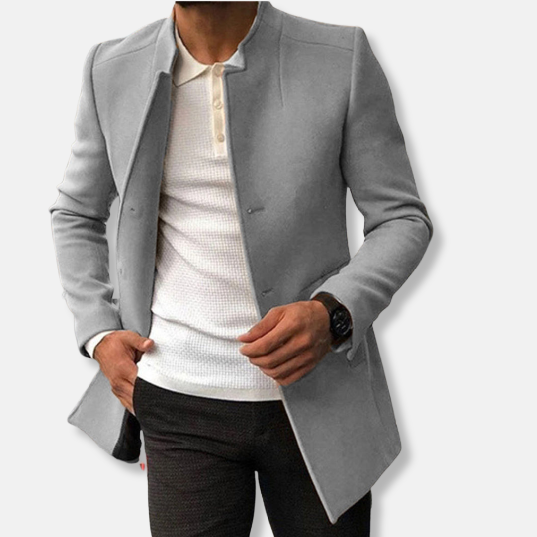 Stilla | Slim Fit Uldblanding Kragned Einreiher Hofte længde