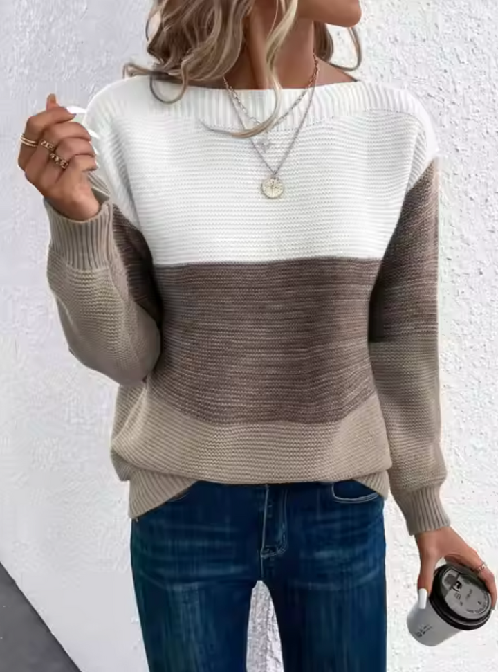 Stilla | Trefarvet Strikket Pullover