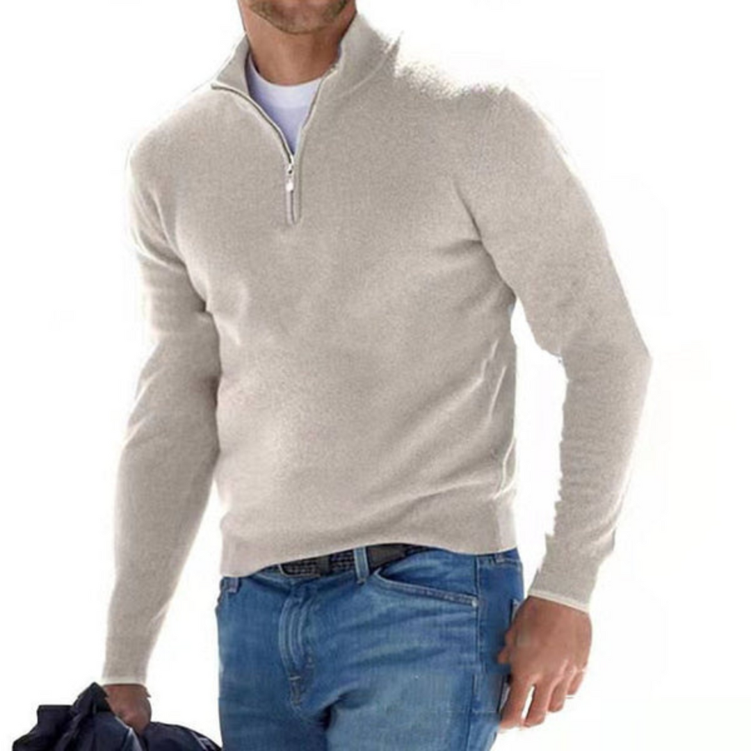Stilla | Merino V-hals sweater med lynlås