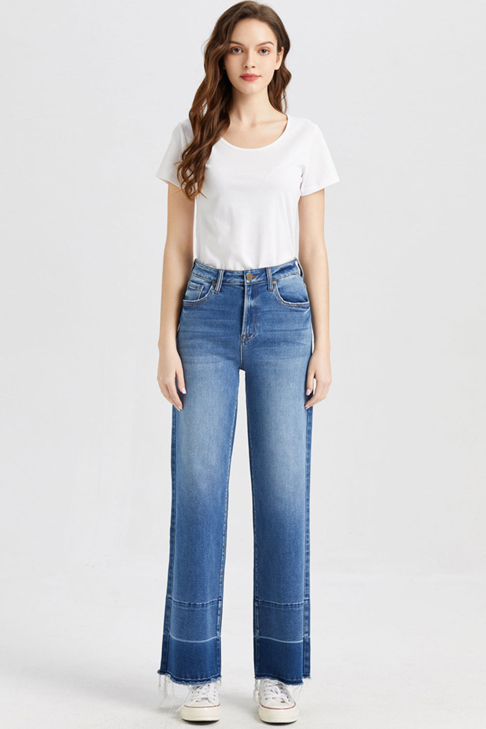 Stilla | Full Size Høj Talje Cat's Whisker Wide Leg Jeans