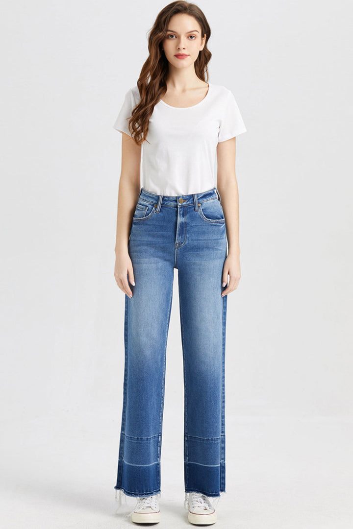 Stilla | Full Size Høj Talje Cat's Whisker Wide Leg Jeans