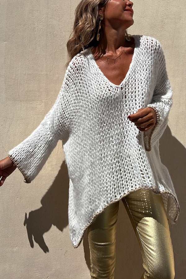 Stilla | Stribet Strikpullover Med Bred Kant