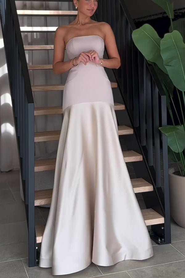 Stilla | Elegant Langt Stropkjole Med Bustier Og Vidde Udsvingende Skørt