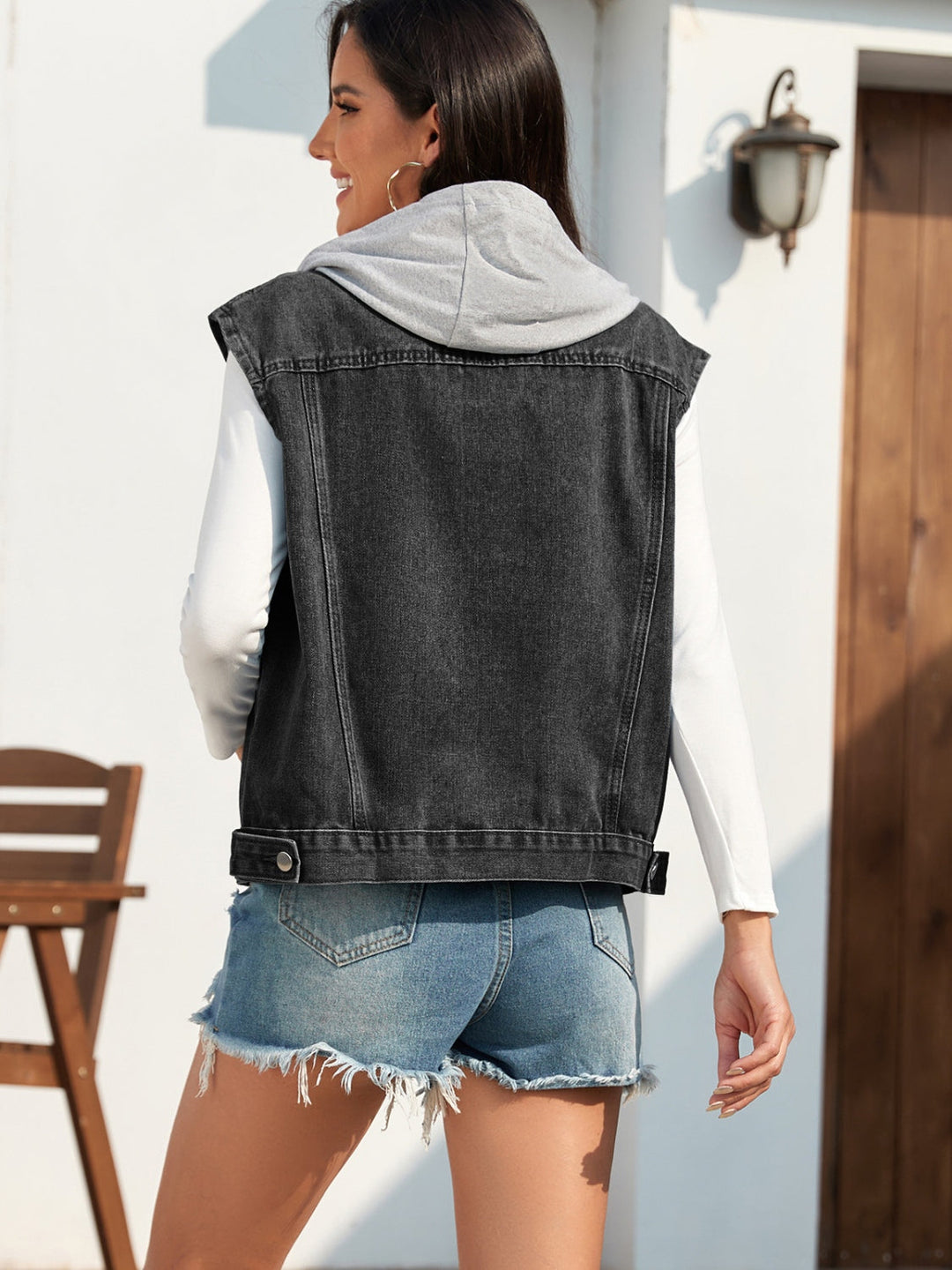 Stilla | Knapstrækket Hættetrøje Denim Jakke