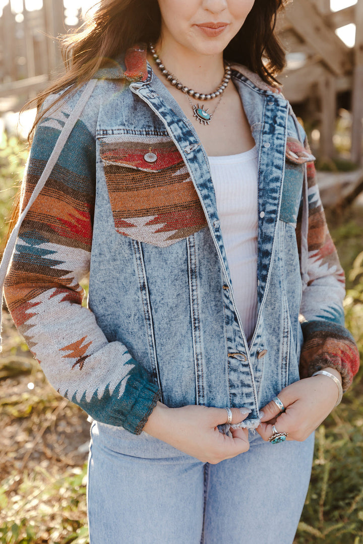 Stilla | Elegant Jeansjakke Med Patchwork Og Knapper Til Dame