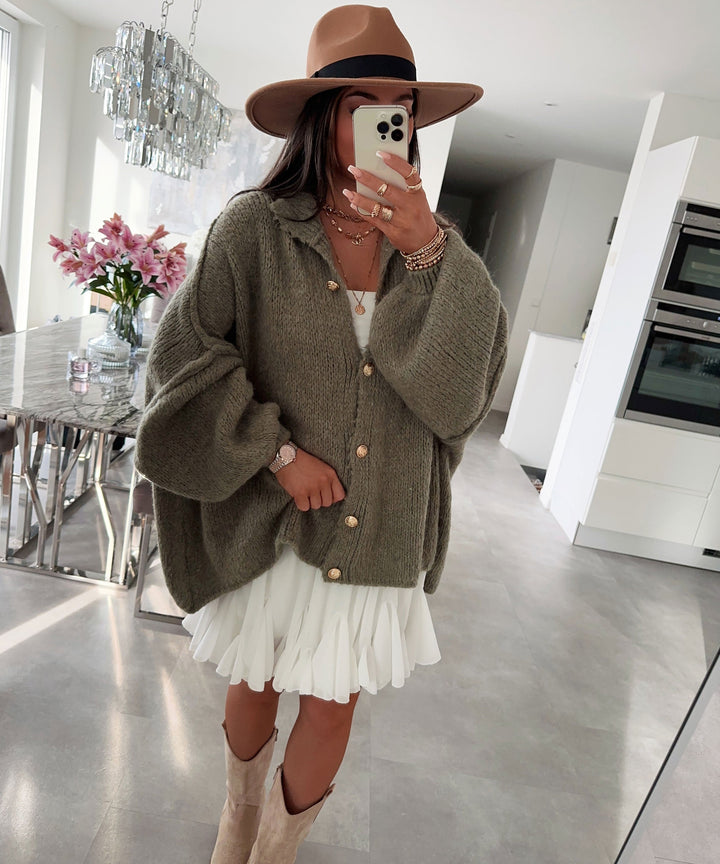 Stilla | Cozy, Oversized Cardigan I Blødt Khaki