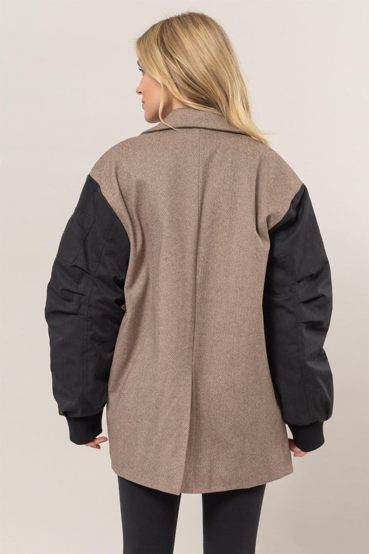 Stilla | Blazer med lange ærmer i zigzagmønster og blandet kontrast