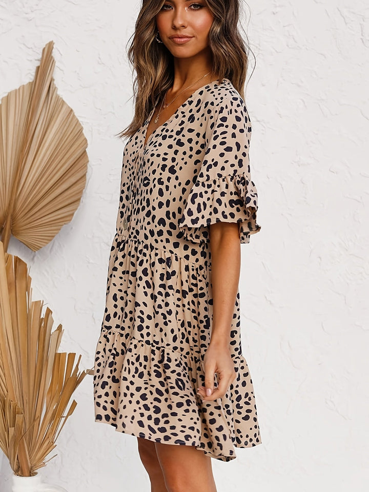 Stilla | Lagdelt Kjole Med Leopardprint