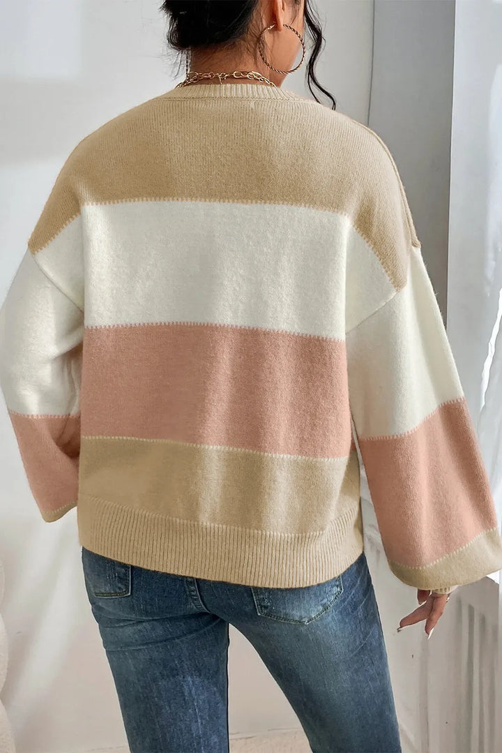 Stilla | Colorblock Pullover Med Ballonærmer
