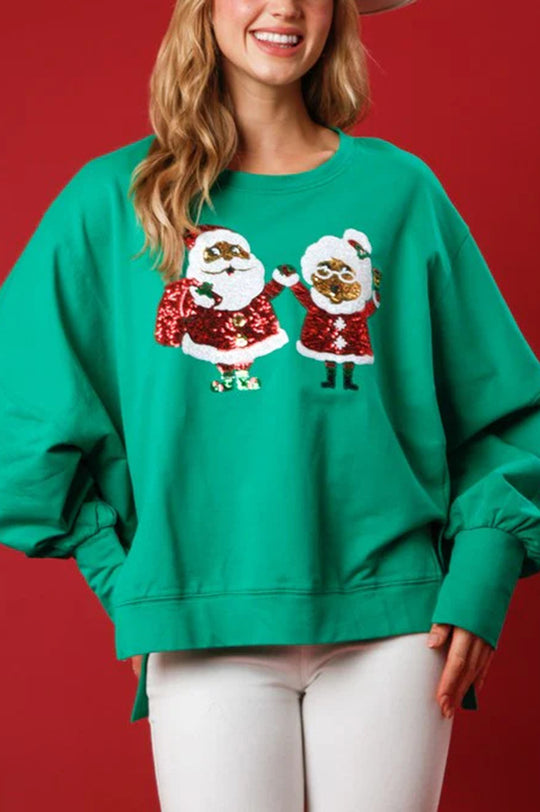 Stilla | Julemand Pailletter Casual Løs Lange Ærmer Sweatshirt