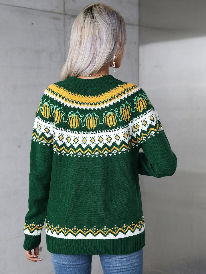 Stilla | Pullover med lange ærmer og geometrisk rund halsudskæring