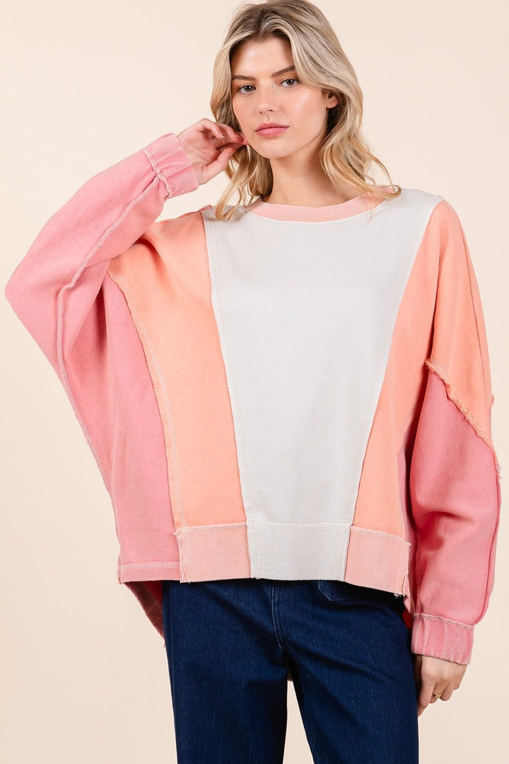 Stilla | Sweatshirt med Farveblokeret Mineralvask Mittoshop