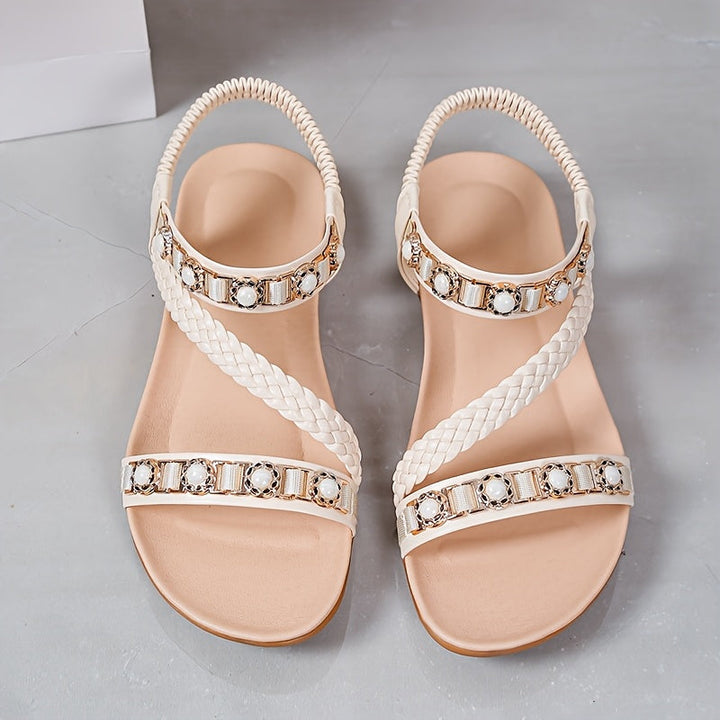 Stilla | Sommersandaler Til Damer Med Flettede Remme Boho Chic, Med Åben Tå Og Slip on