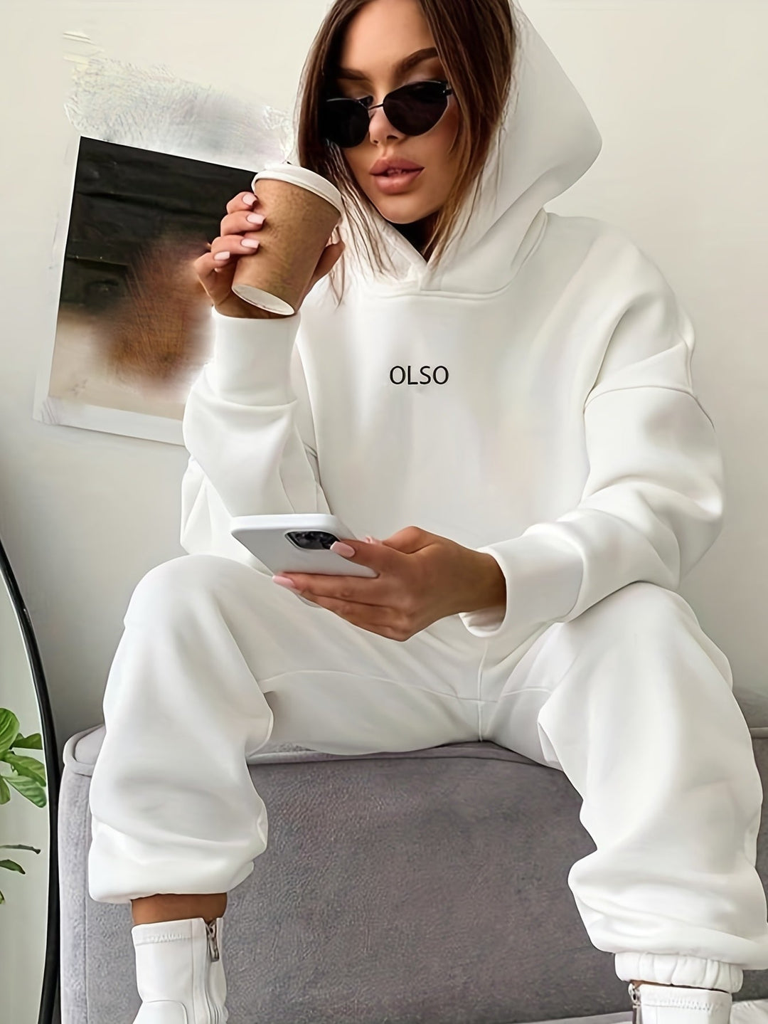 Stilla | Sweatshirt- og joggingbukser-sæt med bogstavtryk