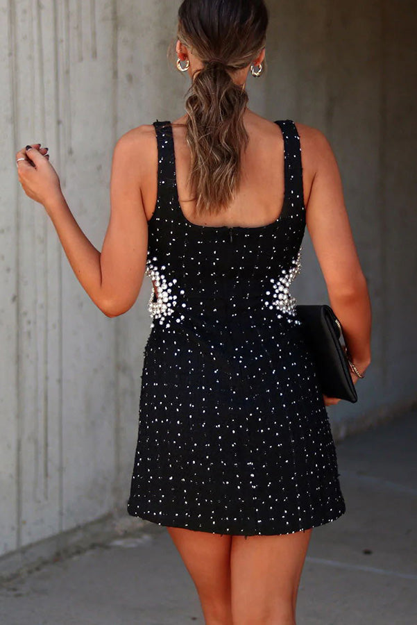 Stilla | for the Fame Tweed Perle Cutout Mini Kjole