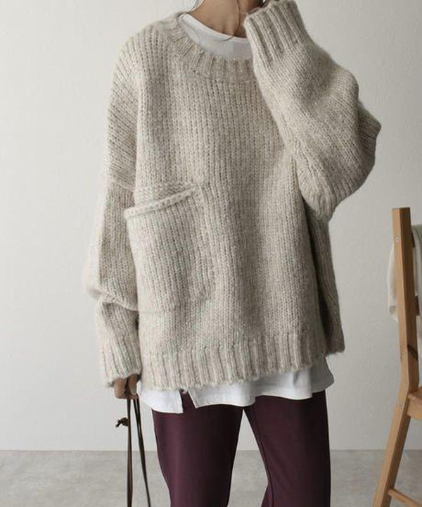 Stilla | Størrelse Pullover Med Ivory Lomme På Forsiden