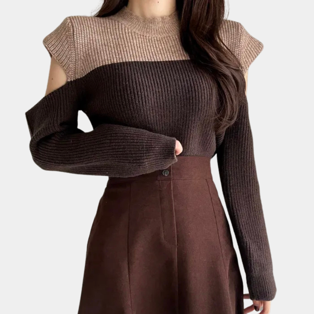 Stilla | Two-Tone Striktrøje med Udsnit Ærmer