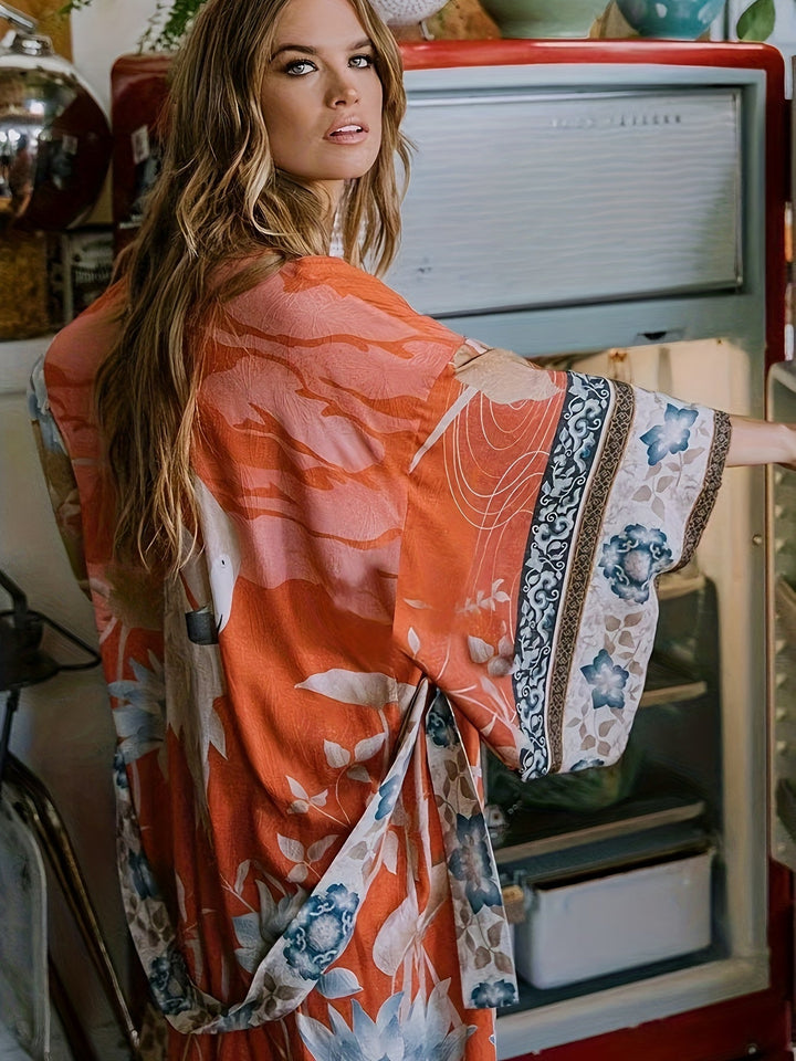 Skovae | Trykt, Kimono-inspireret, Stilfuld Strandovertræk