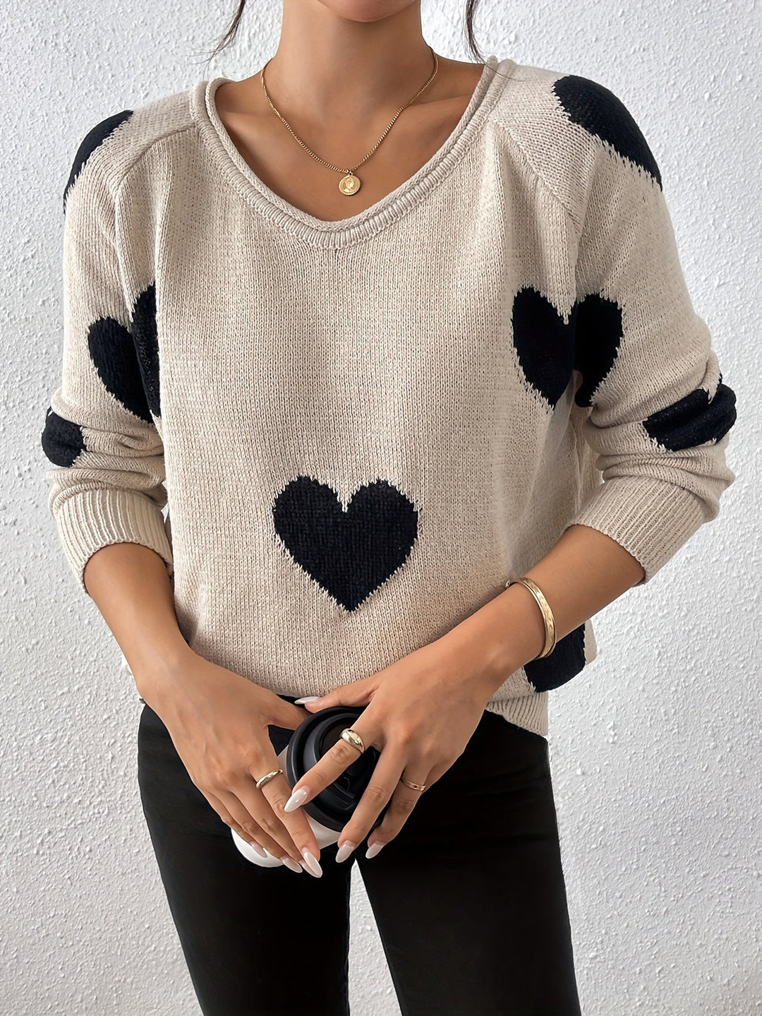 Stilla | Pullover med hjerte-mønster til romantisk vinterstil