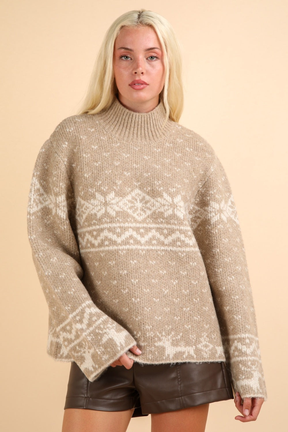 Stilla | Jul Element Pullover Med Lange Ærmer og Stående Krave