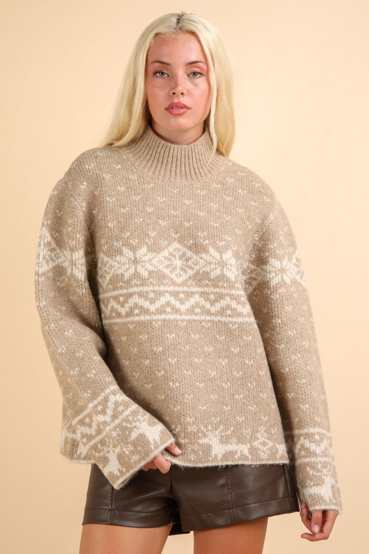 Stilla | Jul Element Pullover Med Lange Ærmer og Stående Krave