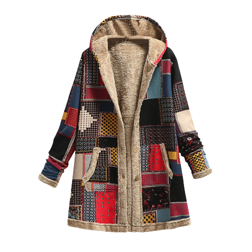 Stilla | Luksus, Elegant Og Varm Dame-hoodie Af Sække-patchwork