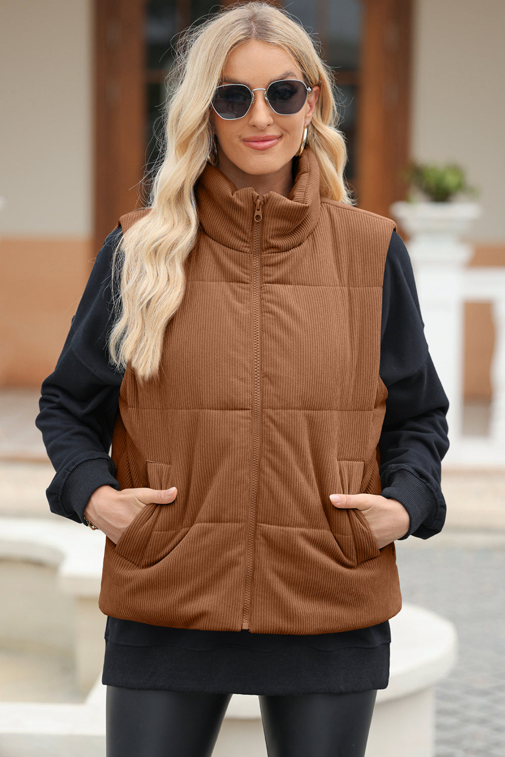Stilla | Zip Up Turtleneck Vest Coat