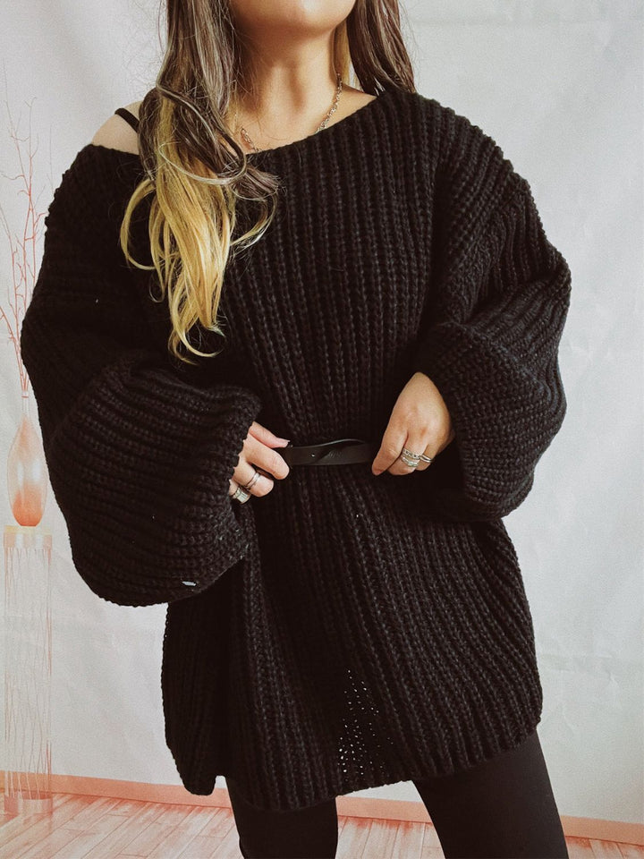 Stilla | Langærmet sweater med bådhals og bælte