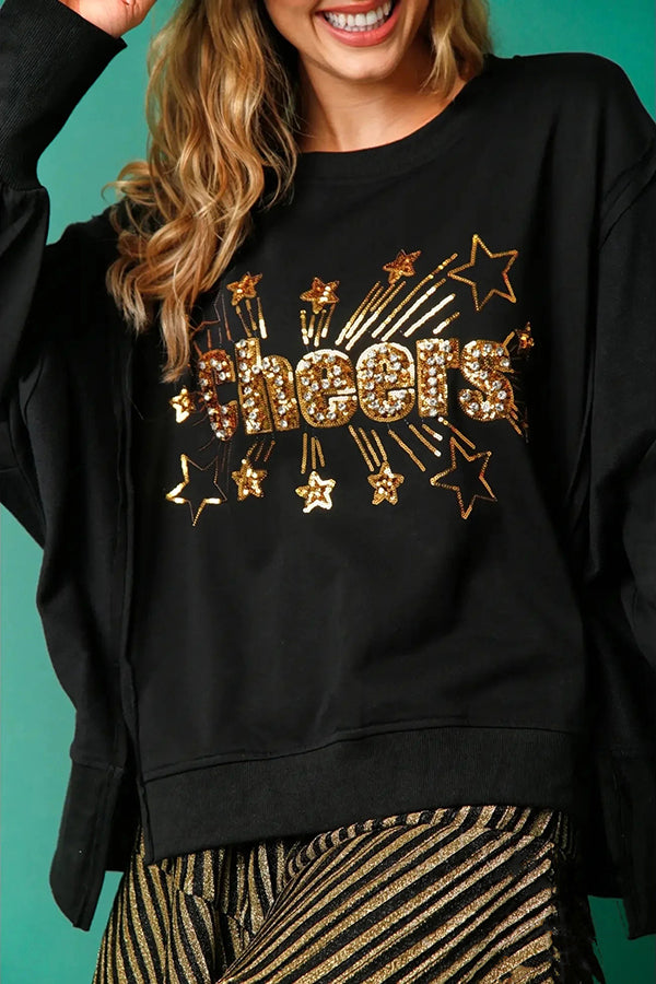 Stilla | Jule-pailletter-afslappet rundhals langærmet sweatshirt