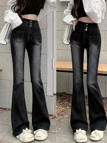 Stilla | Bootcut Jeans Med Højt Talje
