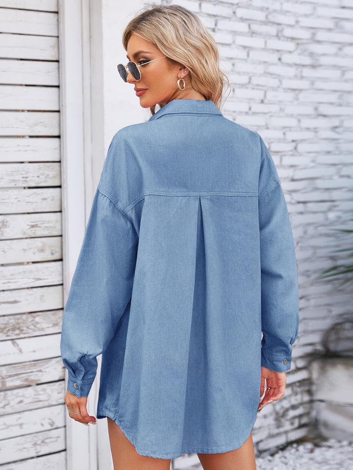 Stilla | Snap Down Dropped Shoulder Denim Skjortejakke