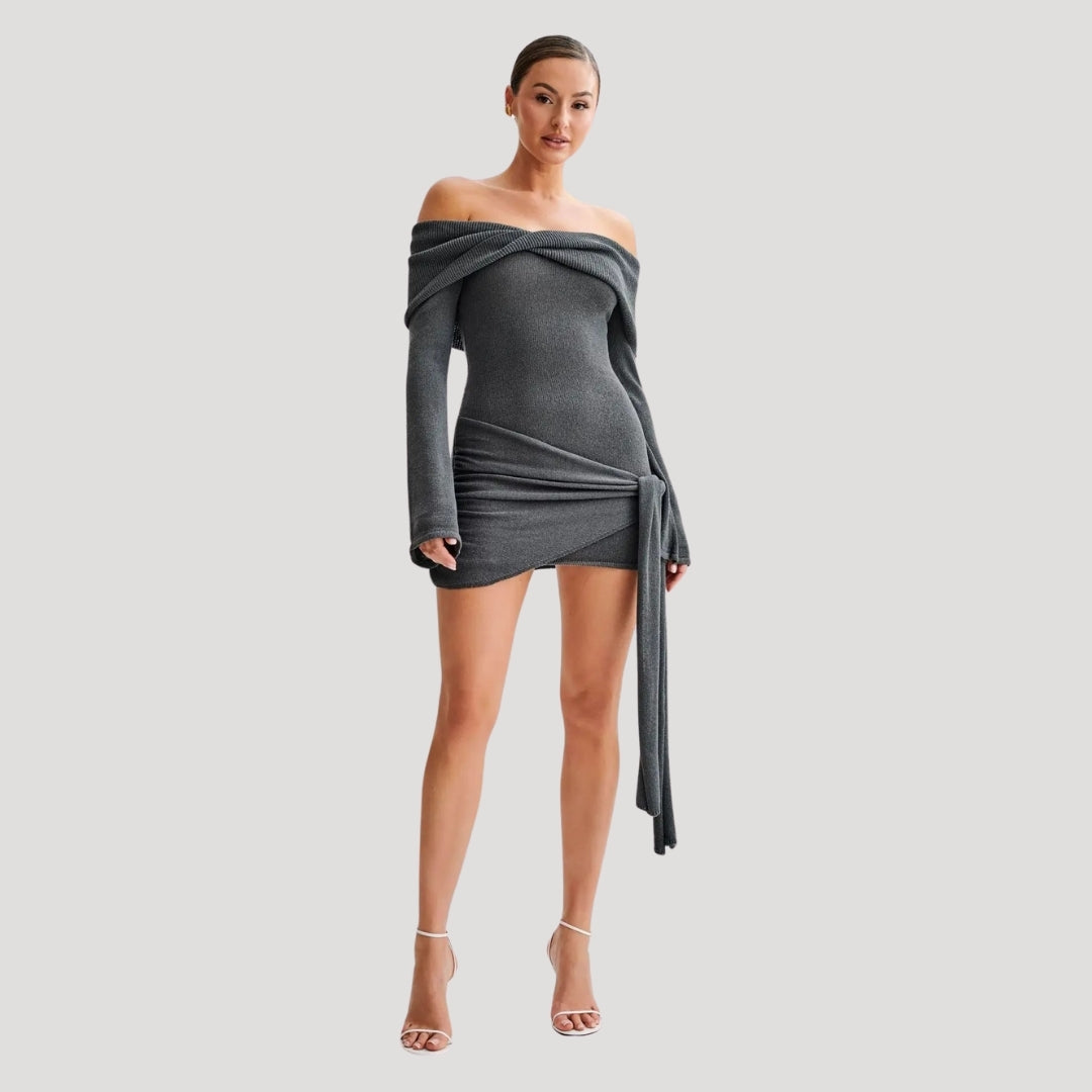 Stilla | Kvinders Off Shoulder Strik Mini Kjole