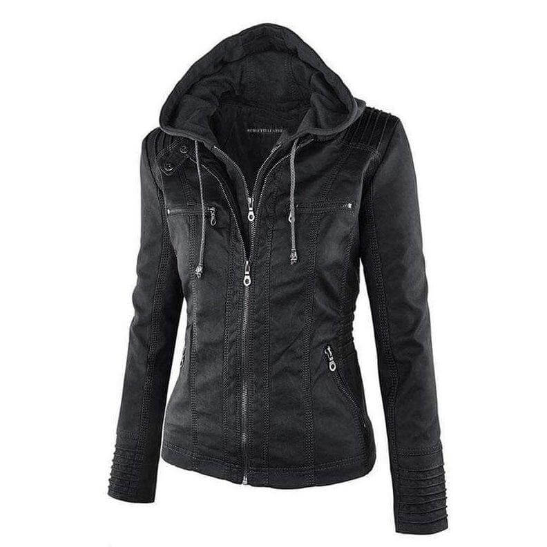 Stilla | Dame Slim Fit PU-Læder Zip-Up Hoodie