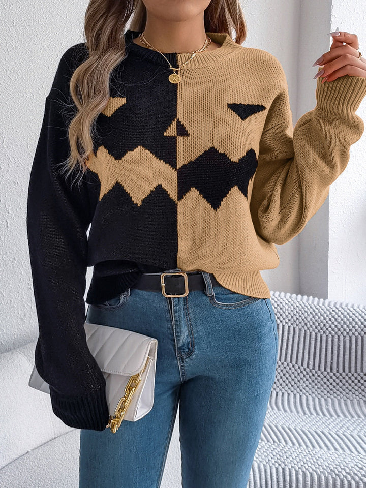 Stilla | Kontrastærmer Pullover med Rundhalset til Trendy Looks