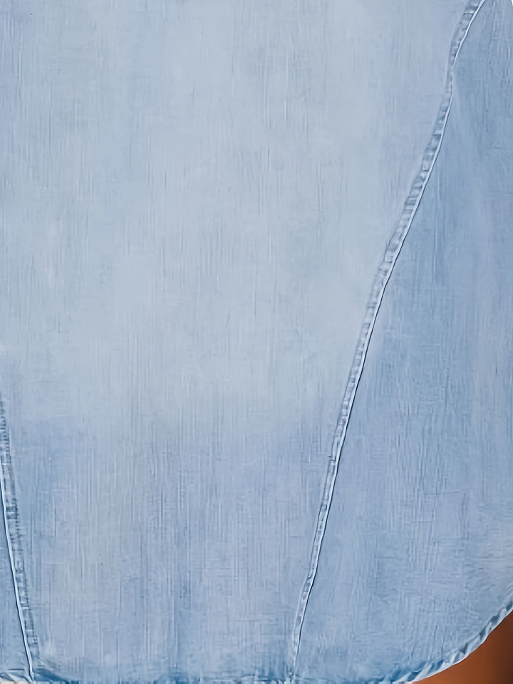 Stilla | Lysblå Denim Kjole Uden Ærmer Med V-Udskæring