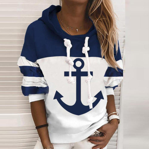 Stilla | Sweatshirt Med Hætte Farveblok Med Lange Ærmer Anchor