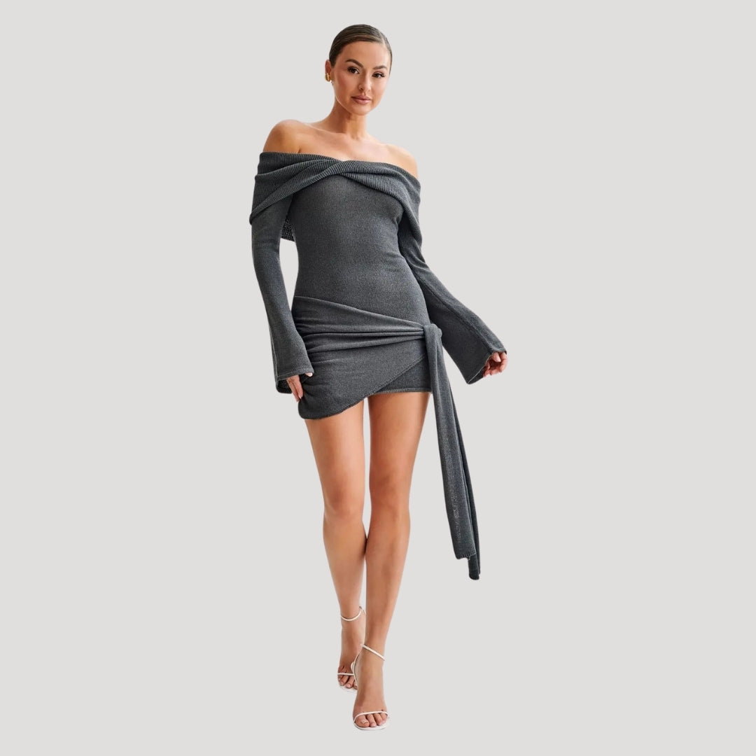 Stilla | Kvinders Off Shoulder Strik Mini Kjole