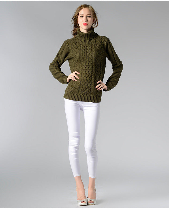 Stilla | Dame rullekrave sweater med lange ærmer og kabelstrik