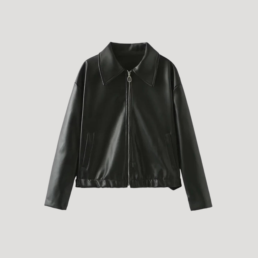 Stilla | Klassisk Faux Læder Zip up Jakke