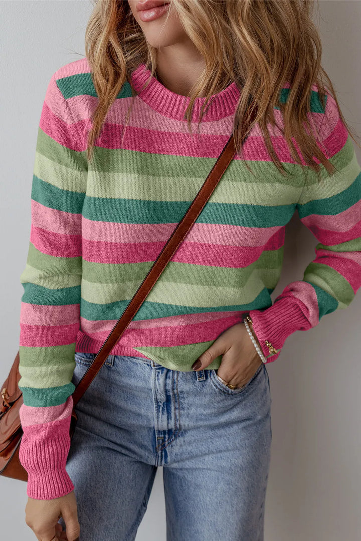 Stilla | Langærmet pullover med striber og moderne rund halsudskæring