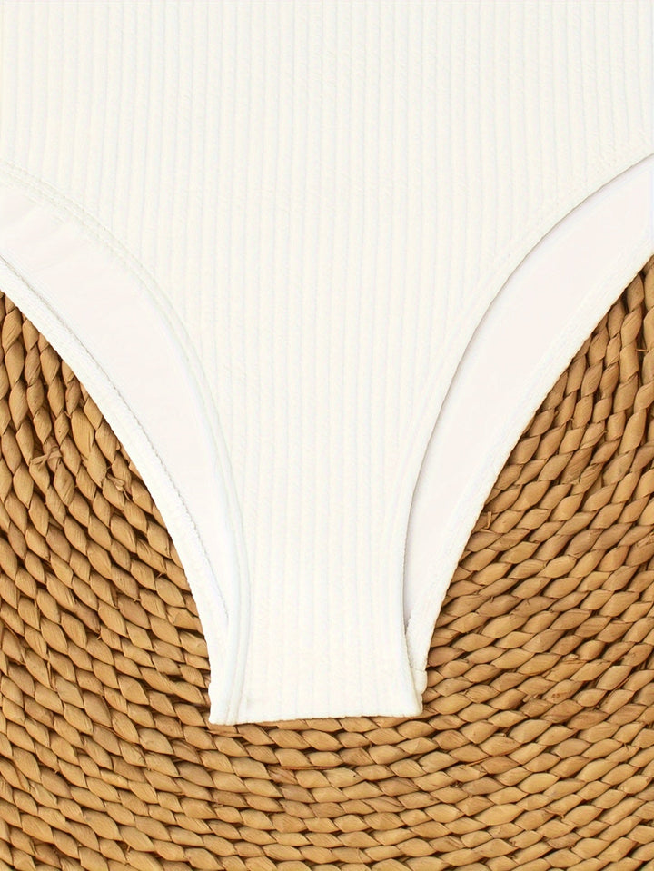 Stilla | Elegant Bikinitop Med Høj Talje V-Udskæringsform, Elastisk, Dækkende, Glat, Med Rynkede Detaljer