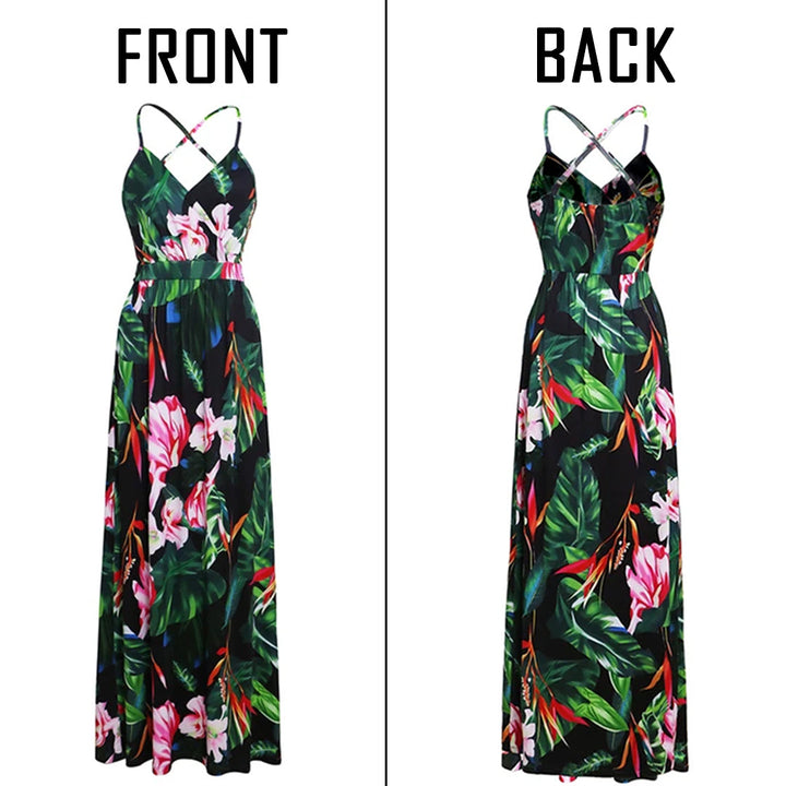 Stilla | Deep V-hals Blomstermønster Maxi Kjole
