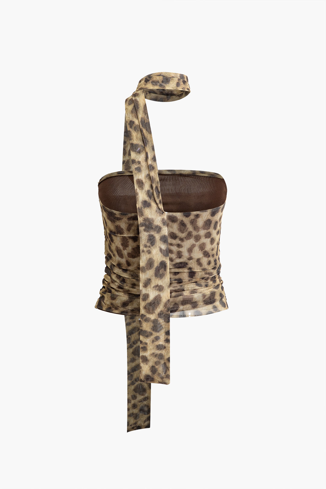 Stilla | Halterneck top i mesh med leopardprint