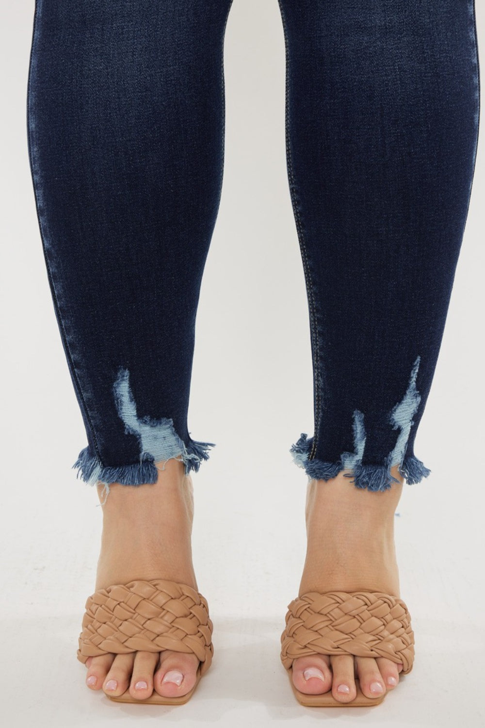 Stilla | Full Size Cat's Whiskers Raw Hem High Waist Jeans