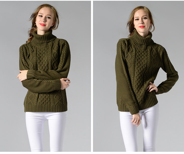 Stilla | Dame rullekrave sweater med lange ærmer og kabelstrik