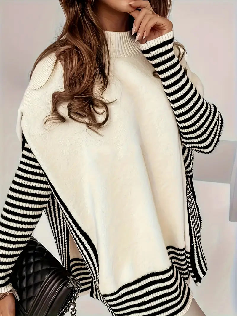 Stilla | Elegant Strikket Sweater Med Stribede Ærmer