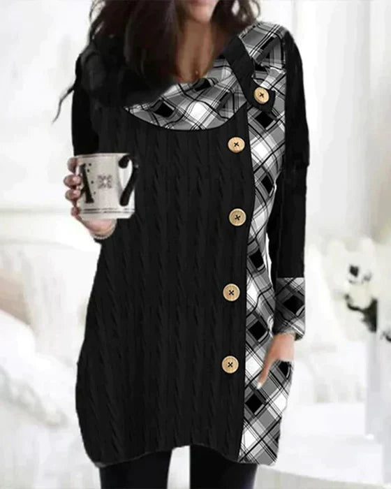 Stilla | Ternede Patchwork-kjole Med Knapper